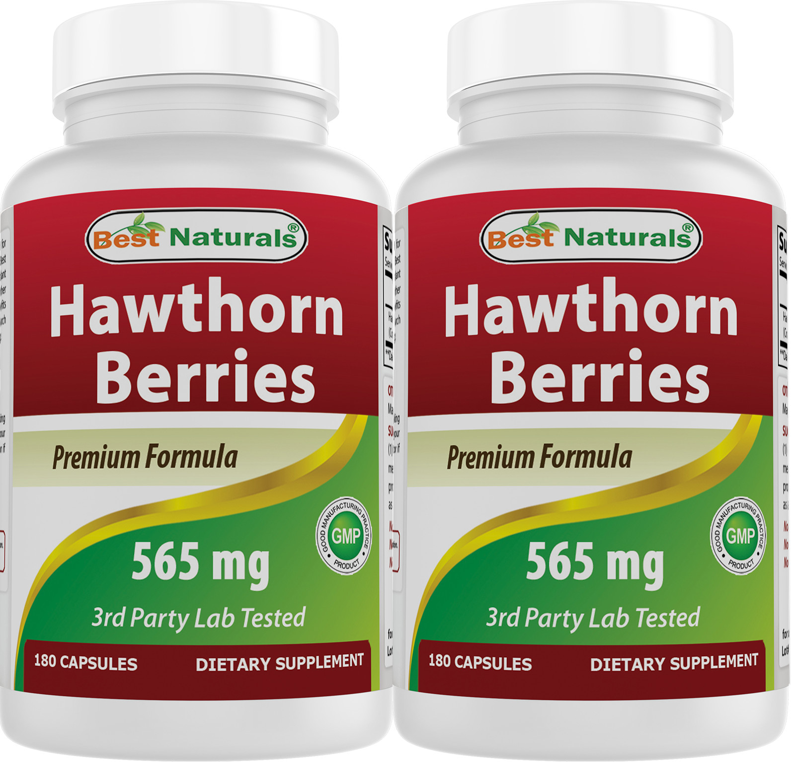 2 Pack Best Naturals Hawthorn Berry 565 mg 180 Capsules