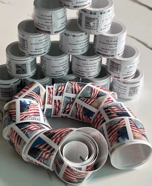 10 Rolls Of 100 2024 U.S. Flag First Class US Postage Stamps 1000PCS