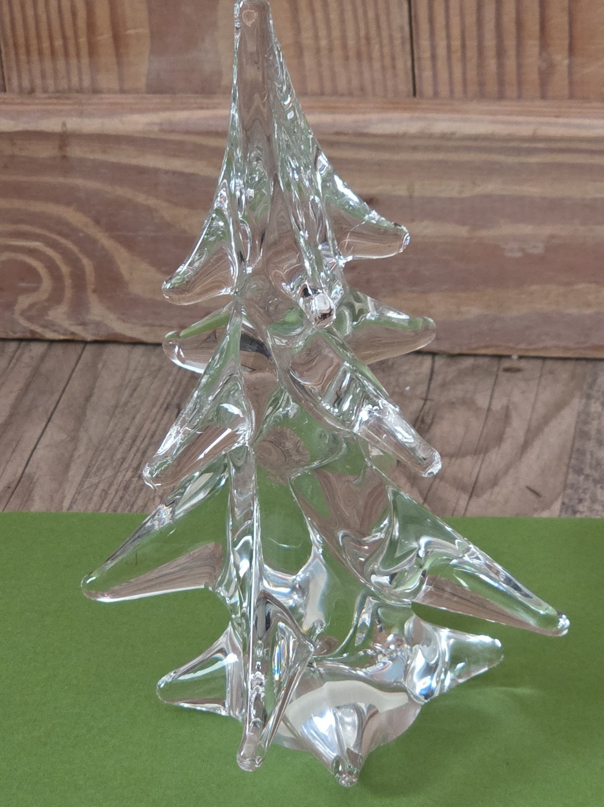 Vintage Toscany Lead Crystal Christmas Village Tree 10” Japan Clear Glass