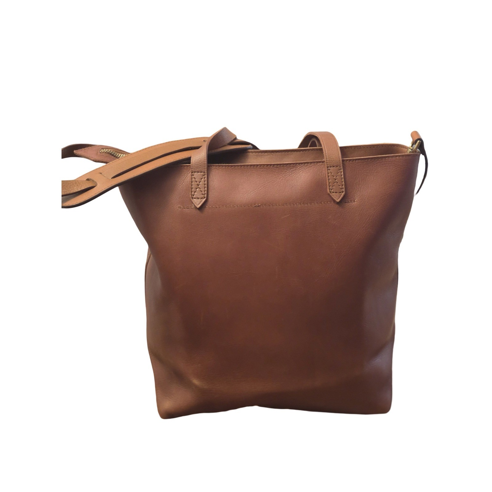 Madewell Zip-Top Medium Transport Tote in English Saddle With Strap