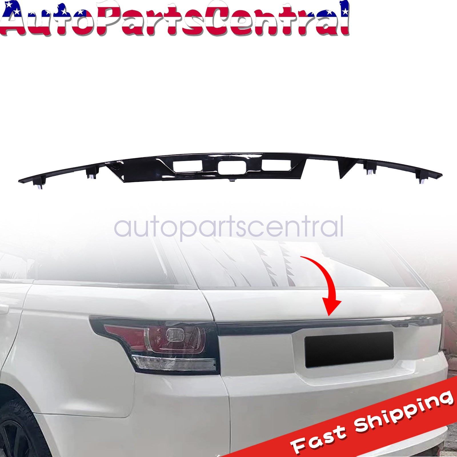 Rear Gloss Black Tailgate Trim Panel Molding Bezel For 14-22 Range Rover Sport