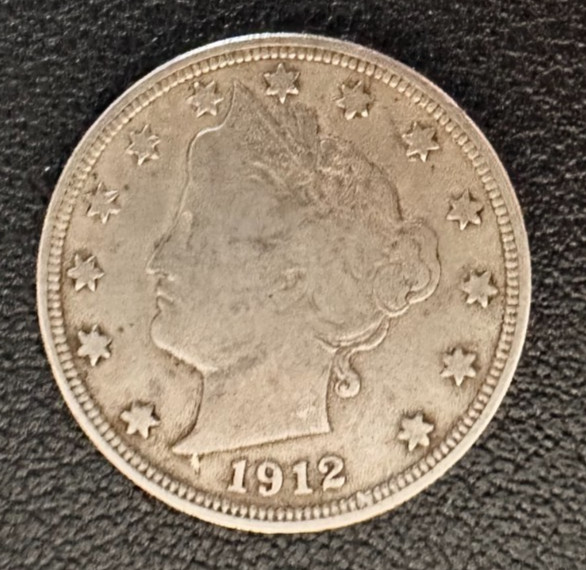 1912-S Liberty V Nickel 5c -- Fine F - Semi Key Date - Ships Free
