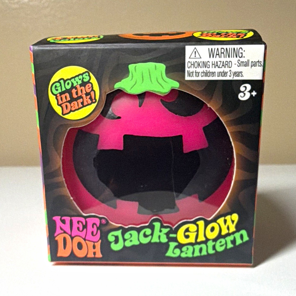 Nee Doh Jack-Glow Lantern Glow in the Dark Squish Squeeze Toy- Pink