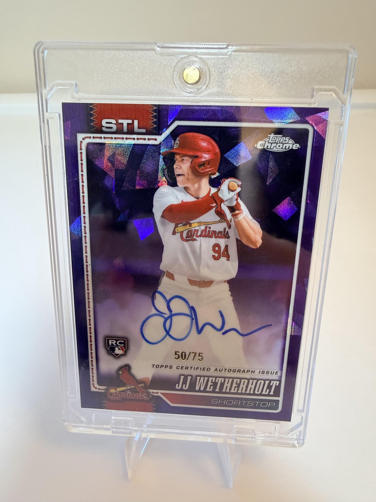 🔥 JJ Wetherholt Rookie Auto Purple Raywave #/75 - 2026 Topps Chrome #RA-JJW 🔥 JJ Wetherholt Rookie Auto Purple Raywave #/75 - 2026 Topps Chrome #RA-JJW