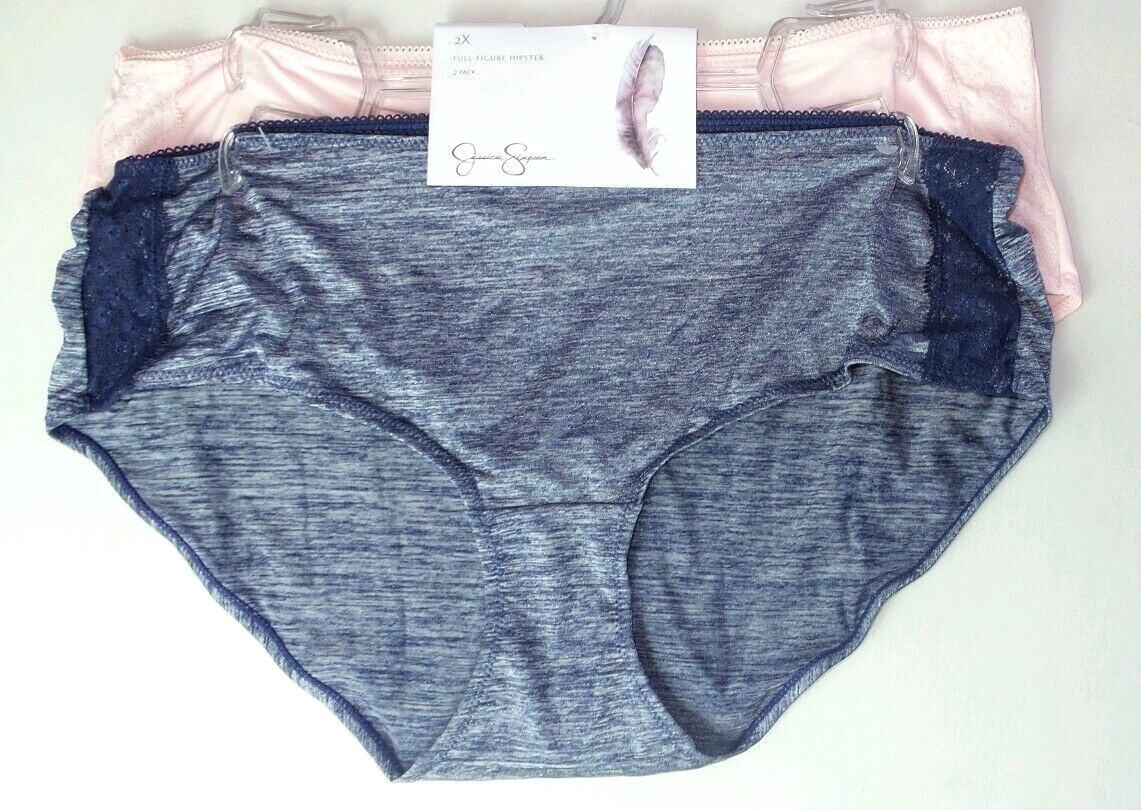 JESSICA SIMPSON Women\'s Panties 2X Hipster 2 4 6 8 Pack Full Figure Blue Pink