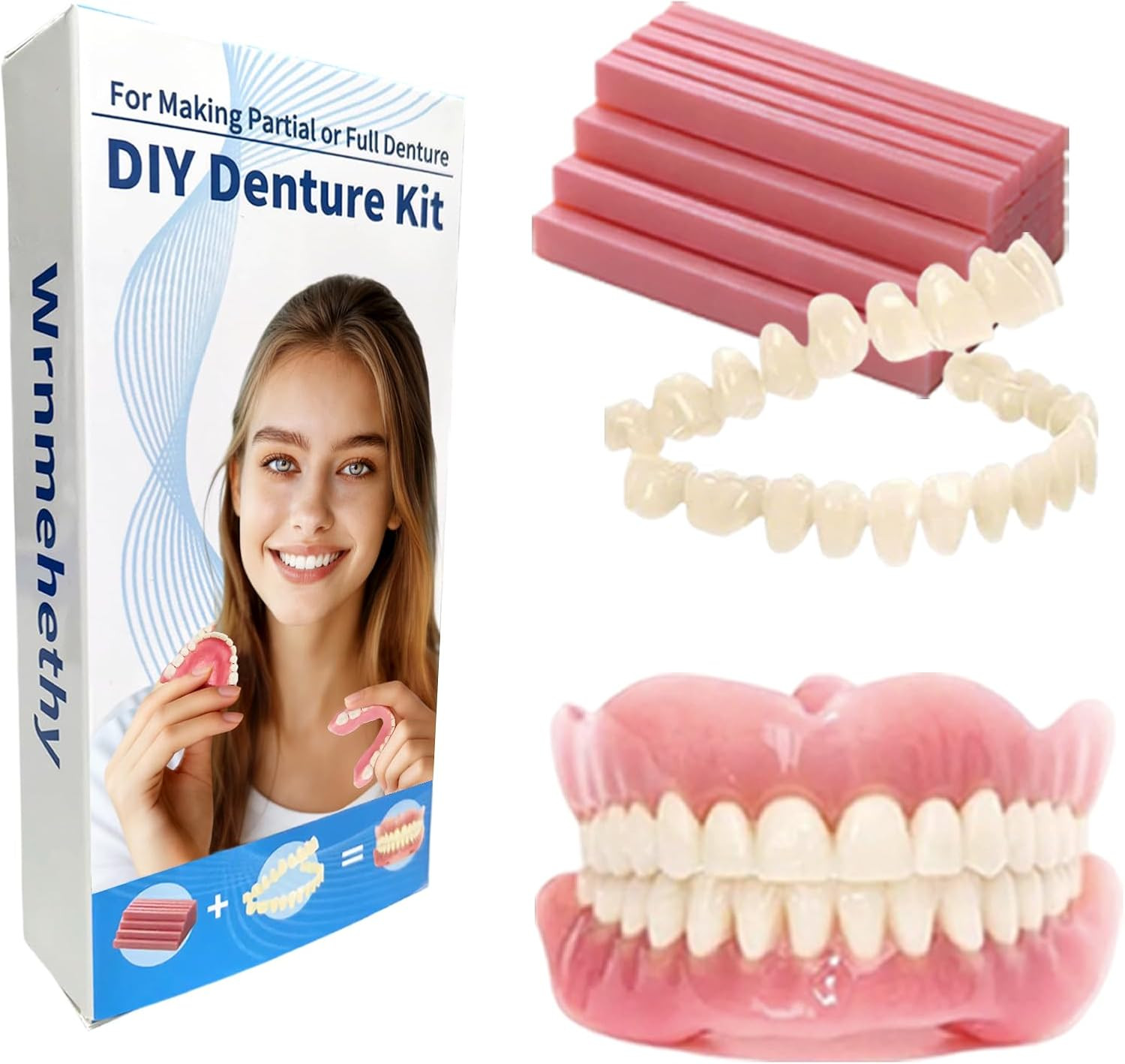 DIY Denture Kit Full Set of Top & Bottom Fake Teeth for At-Home Smile