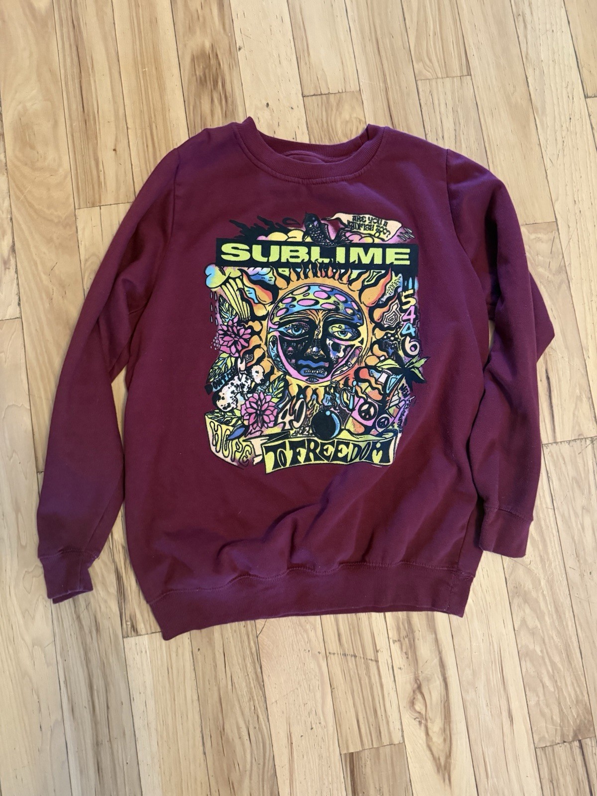 Official Sublime Band Sweatshirt Maroon Burgundy Graphic Print Crewneck XL