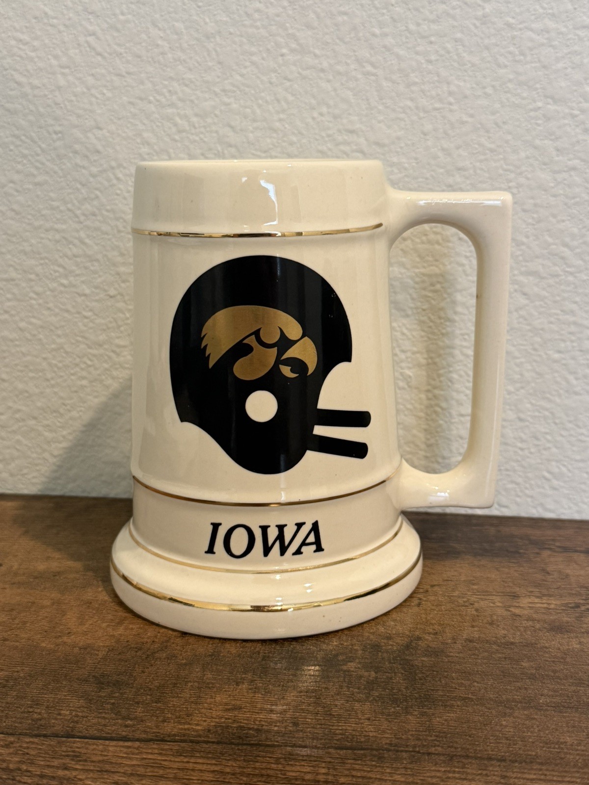Vintage Iowa Hawkeyes Beer Stein Mug American Decorations Trenton NJ Ceramic