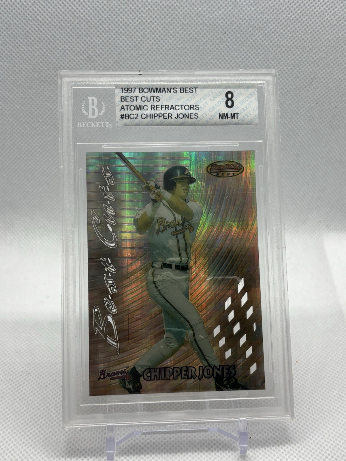 1997 Bowman's Best - Best Cuts Atomic Refractor Chipper Jones Braves #BC2 BGS 8