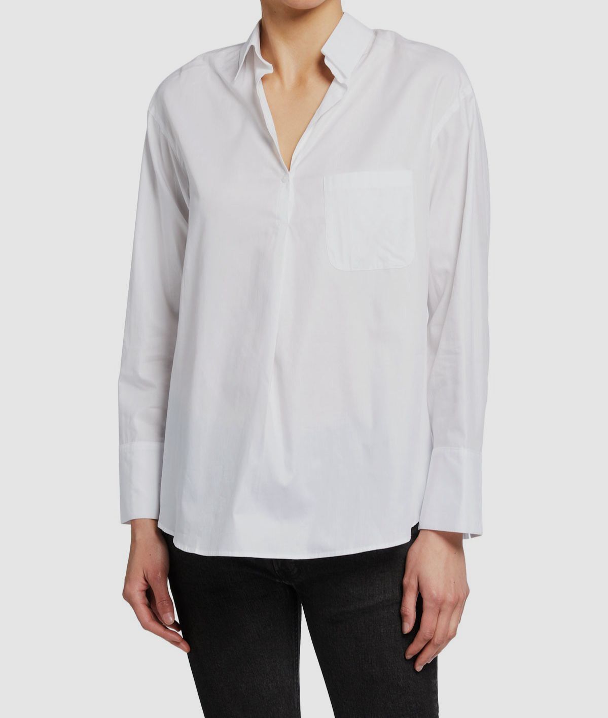 $192 Harshman Women\'s White Ari Cotton Poplin Popover Shirt Top Size L