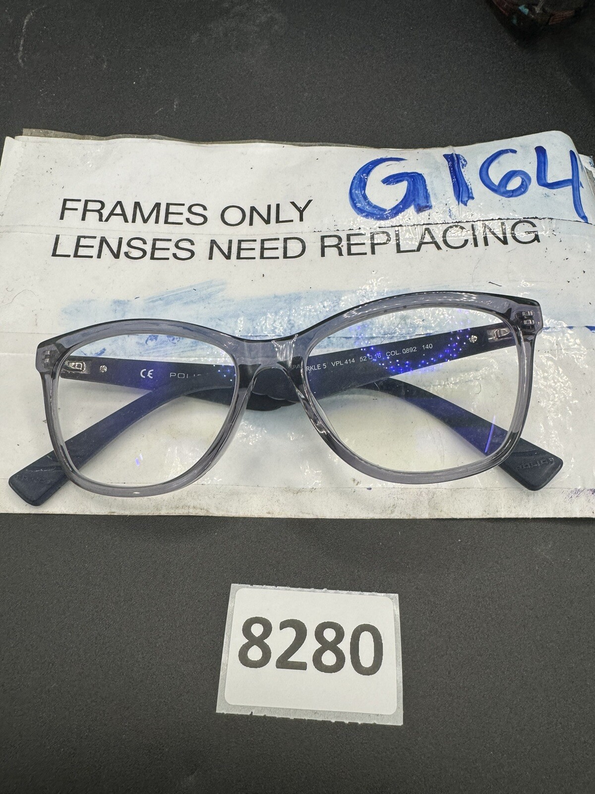 Police SPARKLE 5 VPL 414 Blue 52-16-140 Plastic Eyeglasses Frames Made in Italy Police SPARKLE 5 VPL 414 Blue 52-16-140 Plastic Eyeglasses Frames Made in Italy