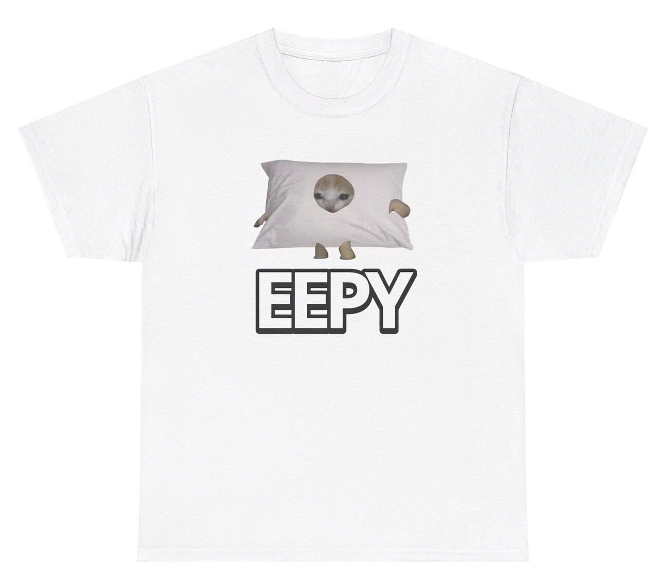 Eepy Cat Meme T Shirt Funny Dumb Weird Cursed Oddly Specific Gen Z Graphic Tee