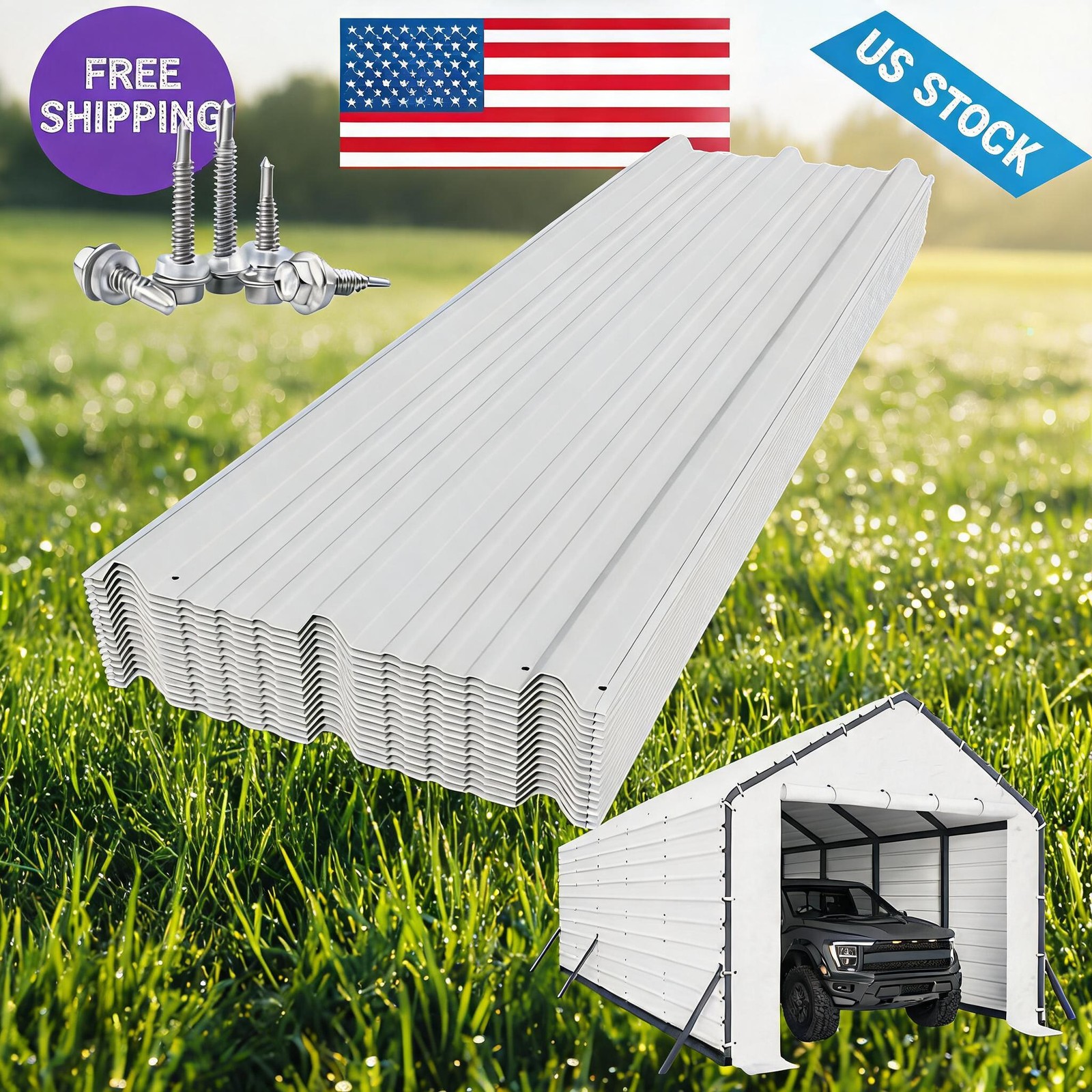 Ribbed Metal Roofing Panels 140 ft² 64.2'' L x 19.7'' W, 29 Ga. Galvanized Steel Ribbed Metal Roofing Panels 140 ft² 64.2'' L x 19.7'' W, 29 Ga. Galvanized Steel