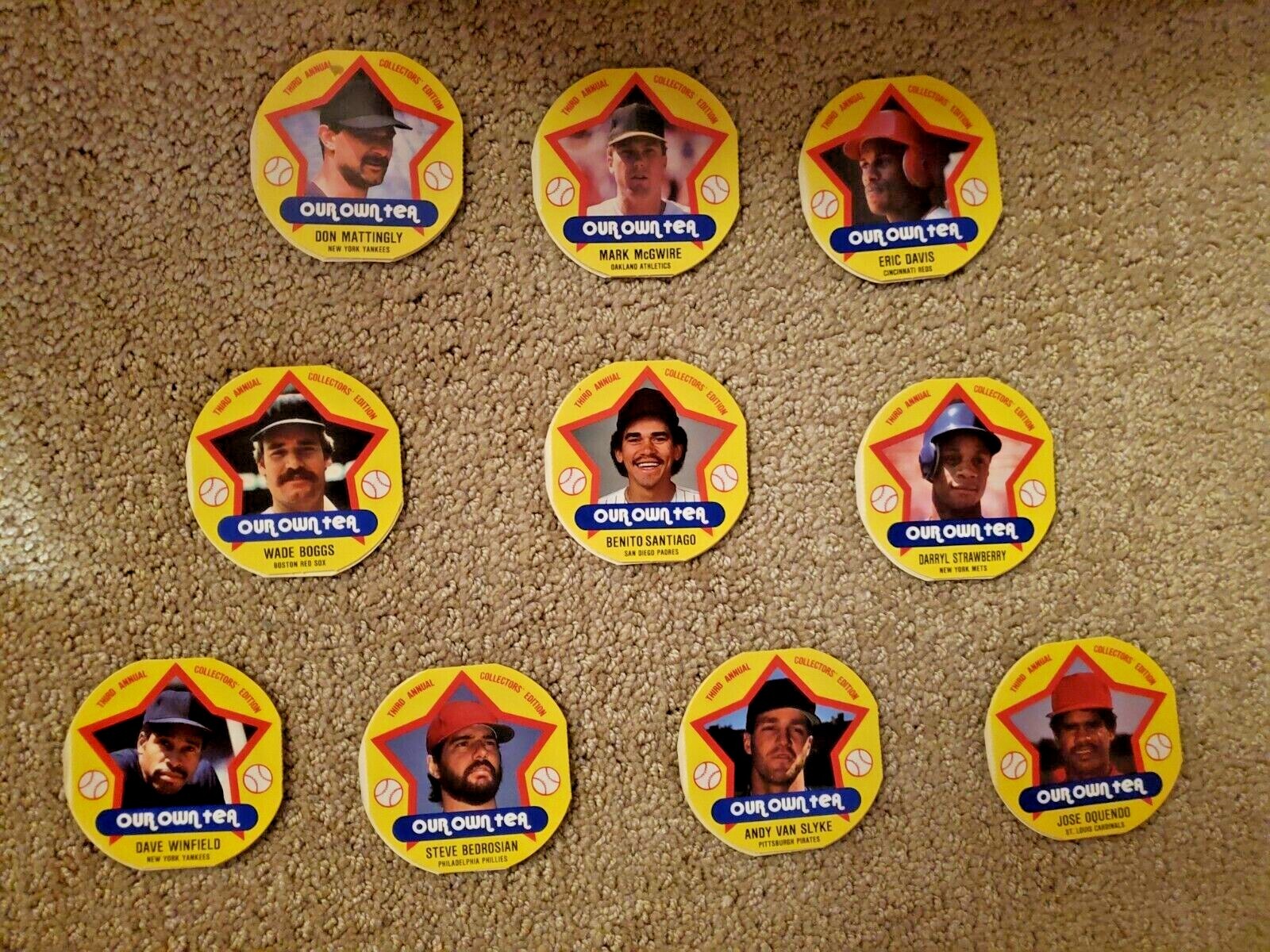 1989 MSA Our Own Tea Baseball Discs / Cards: full 3-disc panels