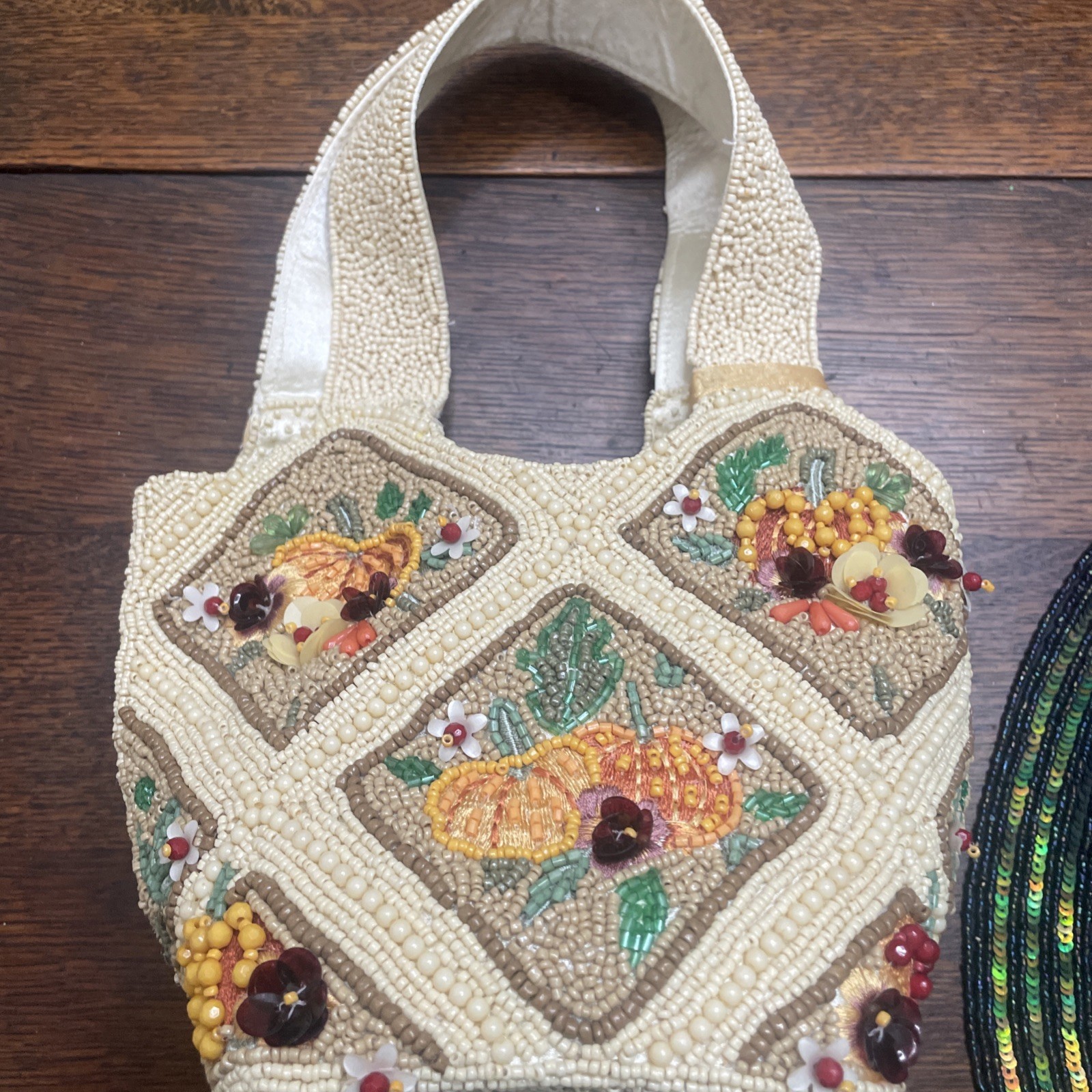New Viral Fall Pumpkin, Top Handle Beaded Bag Made In India