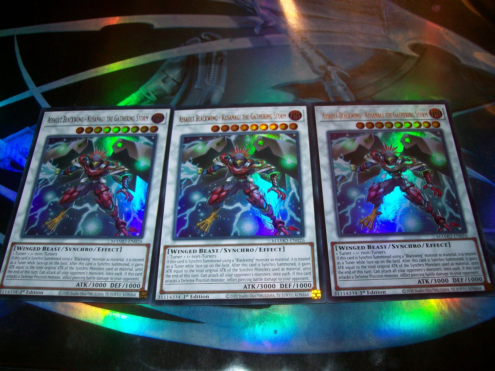 3x Assault Blackwing - Kusanagi the Gathering 1st Edition Ultra Rare MAMO-EN026