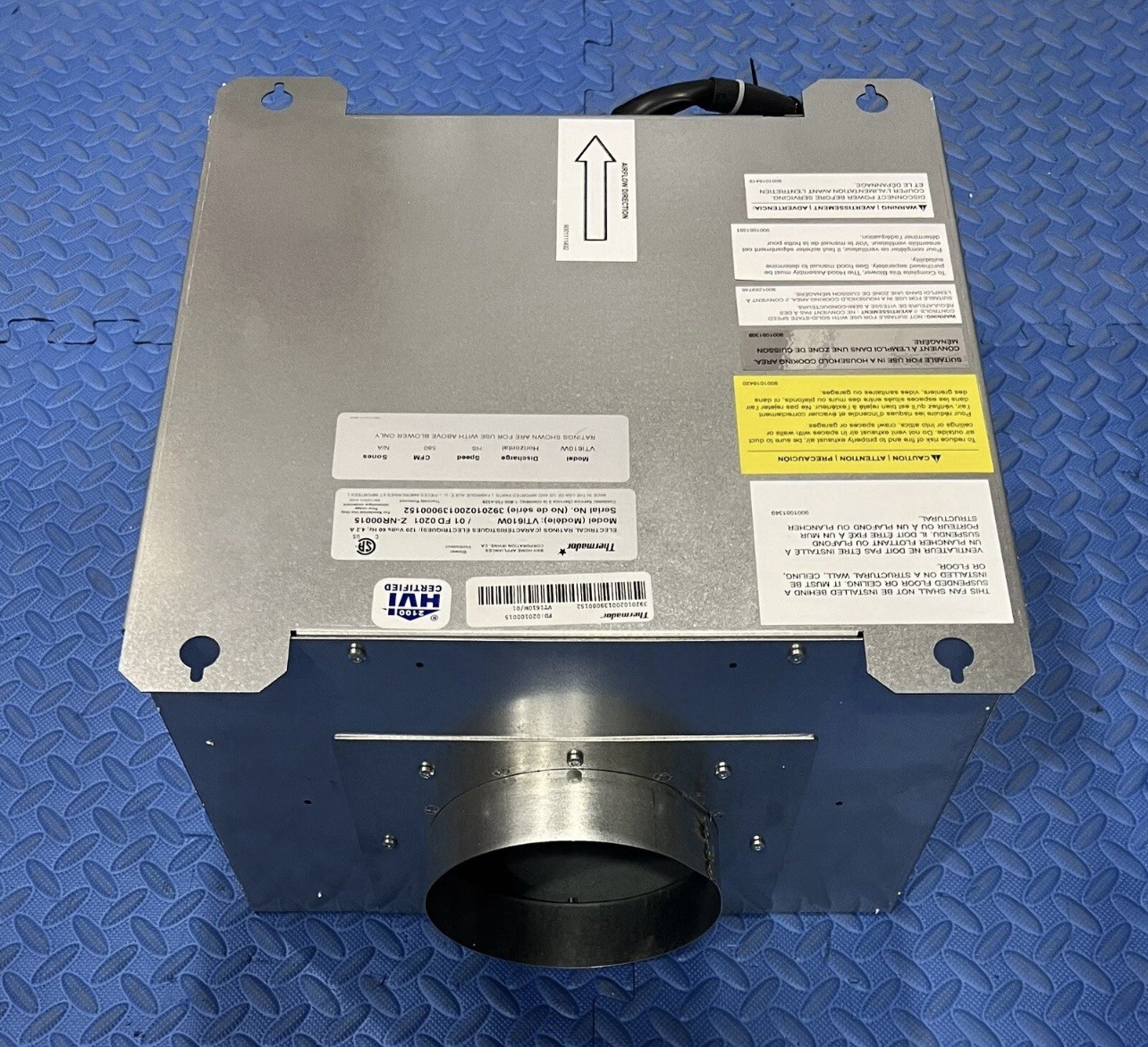 THERMADOR 600cfm INLINE BLOWER #VTI610W (VTI1FZ) FOR HOOD VENTS, C-pics & desc