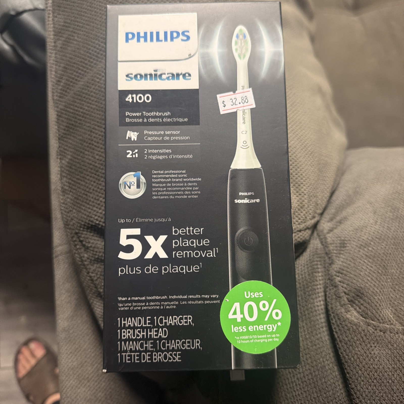Philips Sonicare 4100 Rechargeable Electric Toothbrush Black Pressure Sensor