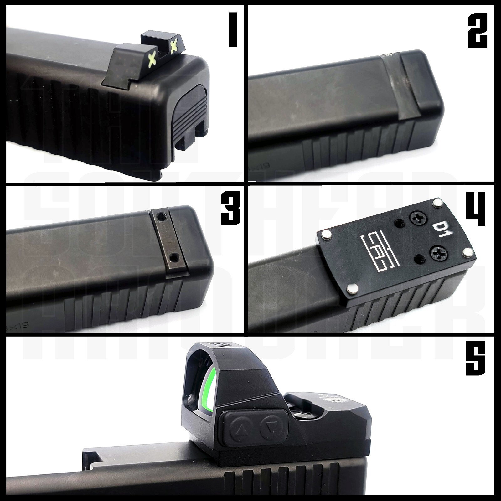 REAR SIGHT OPTIC MOUNT ADAPTER PLATE FOR GLOCK® TO MOUNT RED DOT OPTIC