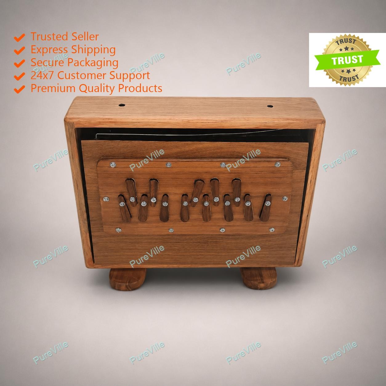 Professional 13 Notes, Sur Peti, Shruti Box Double Bellow TeakWood Musical Instr