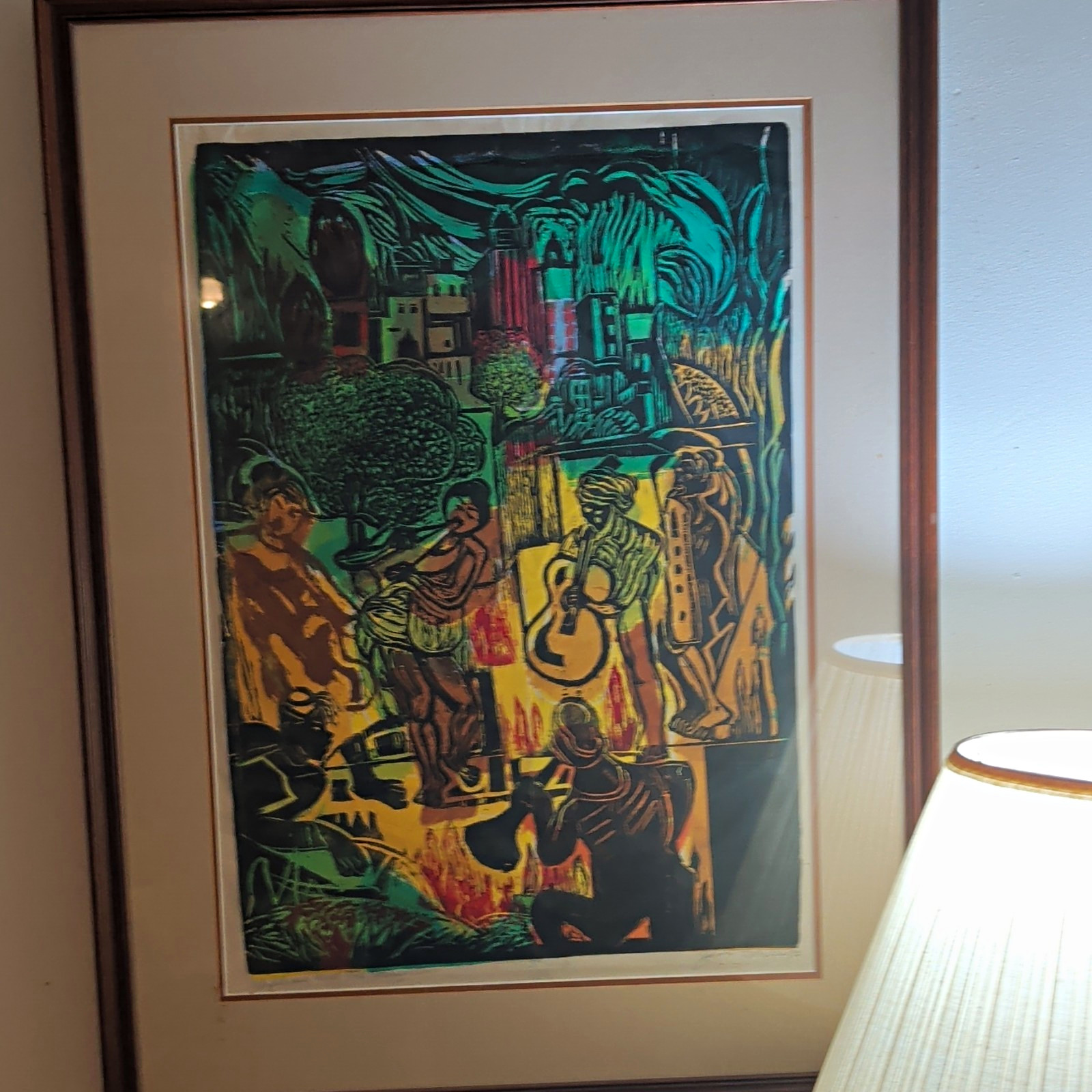 Framed Matted Modern Figurative Figures Portrait Paper Print Large Single
