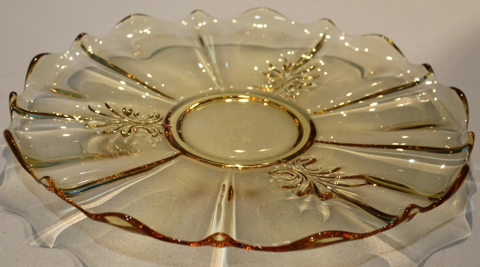Fostoria Baroque Topaz Fourteen Inch Torte Plate Fostoria Baroque Topaz Fourteen Inch Torte Plate