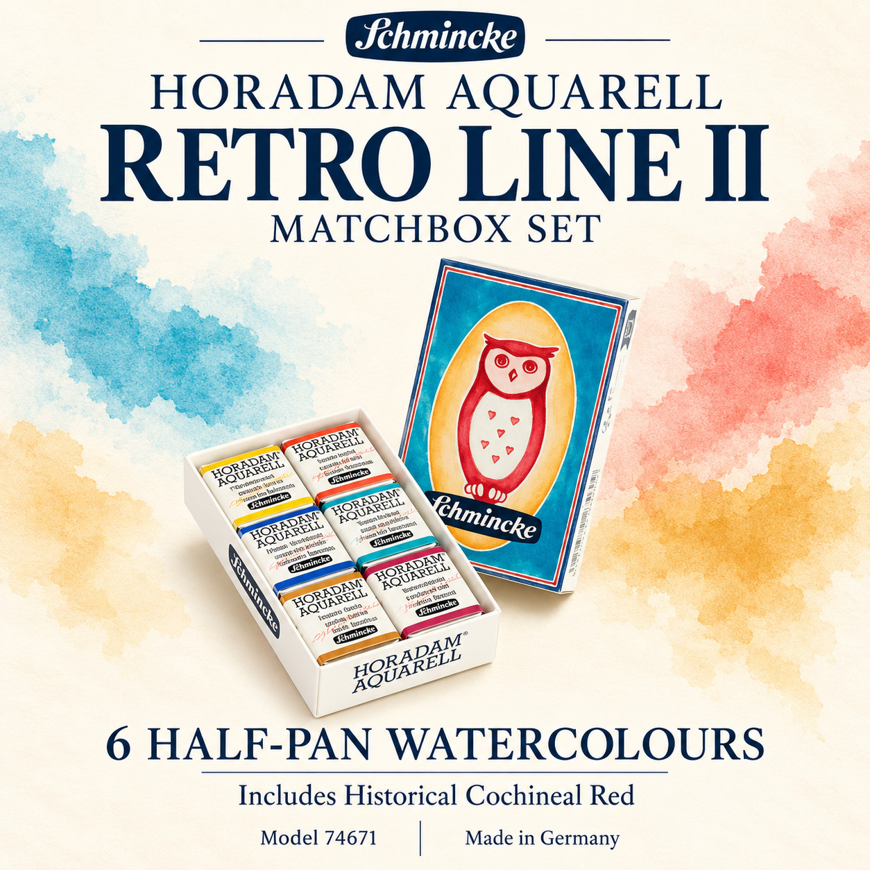 Schmincke HORADAM Retro Line II 6 Half Pan Watercolor Set 74671