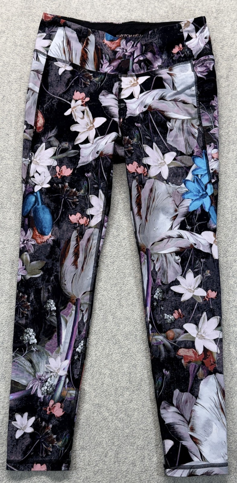 CALIA by Carrie Underwood Womens Athletic Leggings Black Floral Print Sporty M CALIA by Carrie Underwood Womens Athletic Leggings Black Floral Print Sporty M
