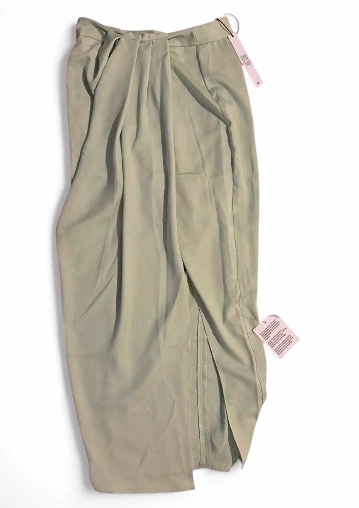 ASOS EDITION Solid Green Pleated Maxi Skirt Women\'s Regular Size 4 NWT