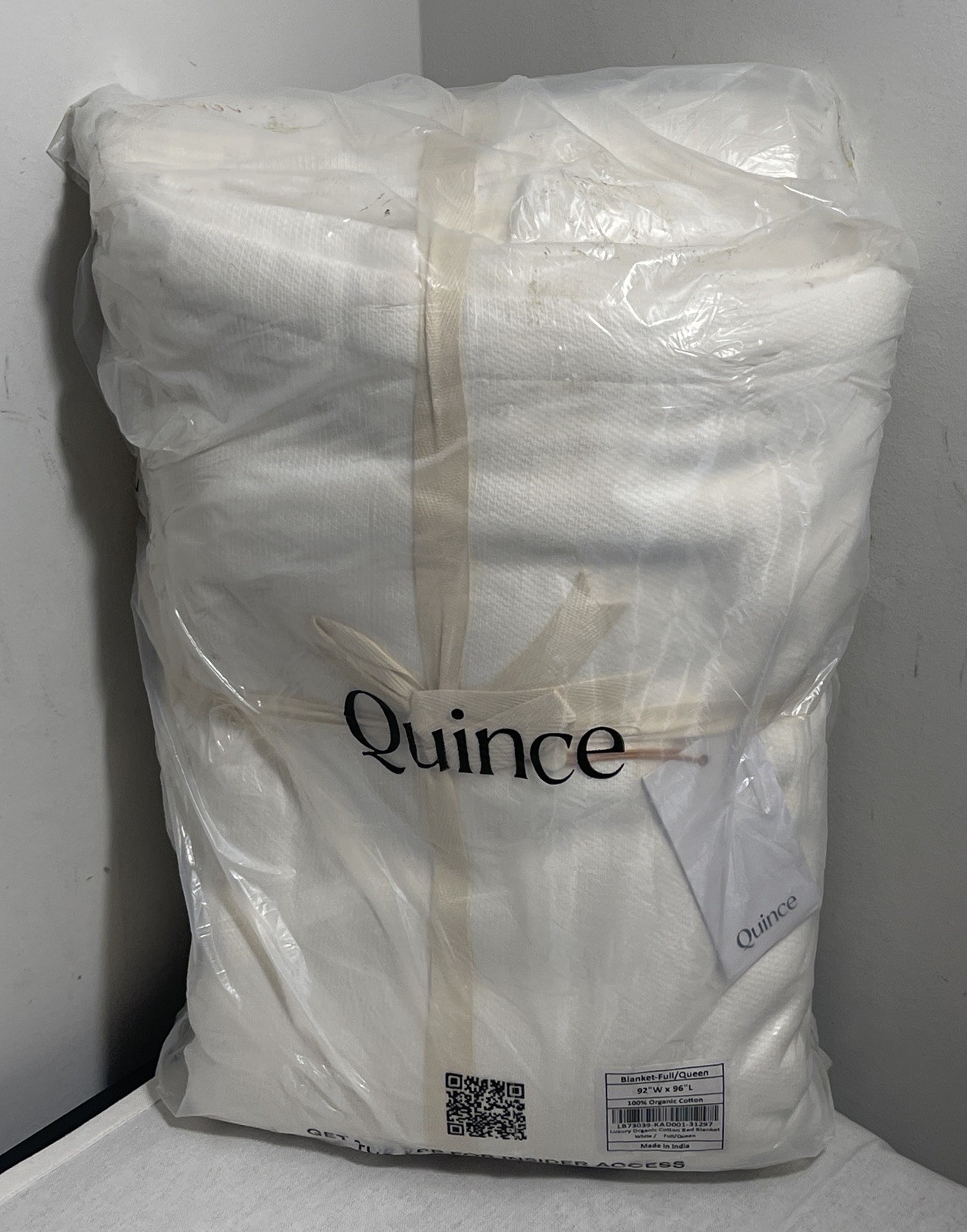NWT QUINCE LUXURY ORGANIC COTTON BED BLANKET FULL QUEEN WHITE Brand New Tags￼