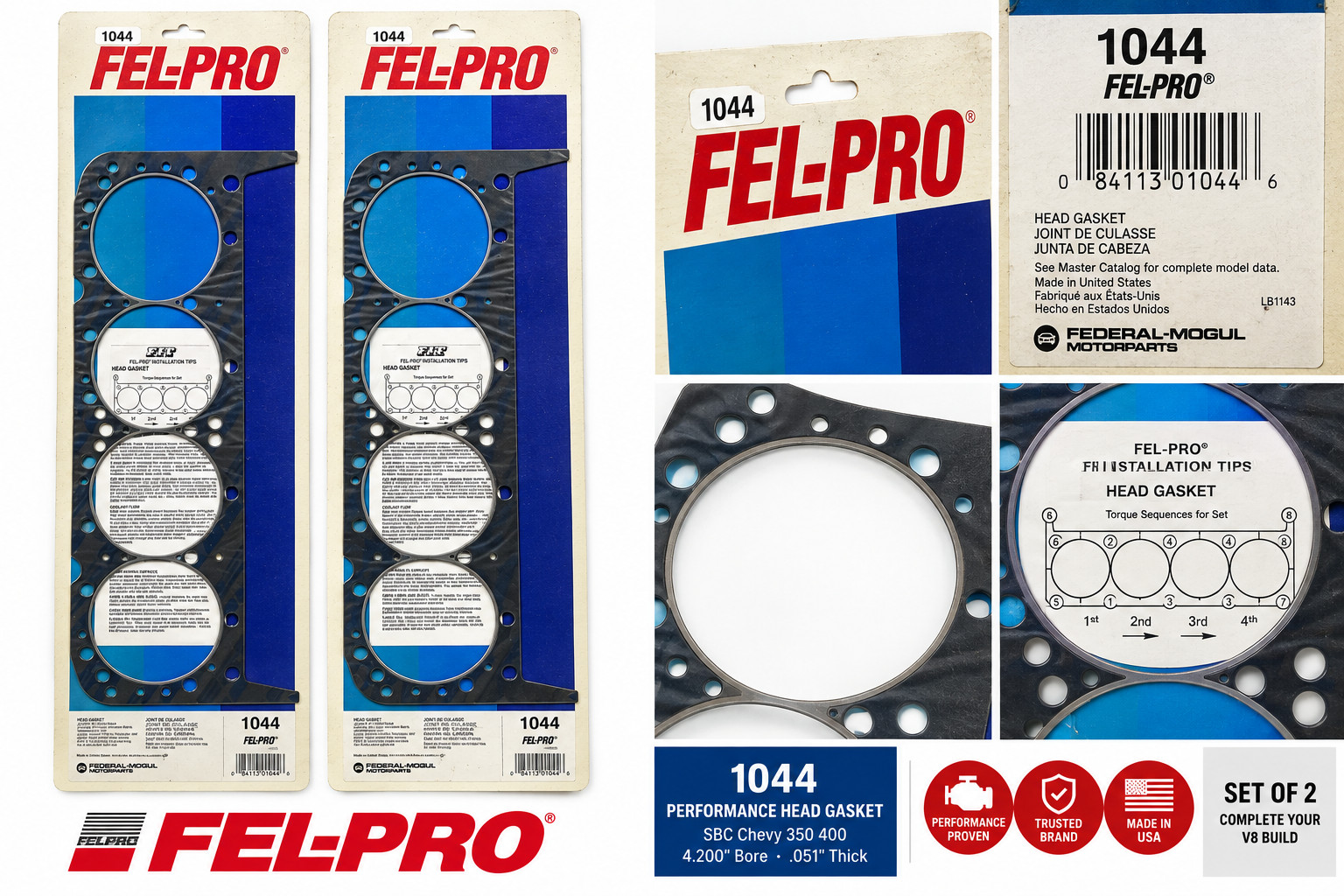 FEL-PRO 1044 Performance Head Gasket SBC Chevy 350 400 – Single Gasket