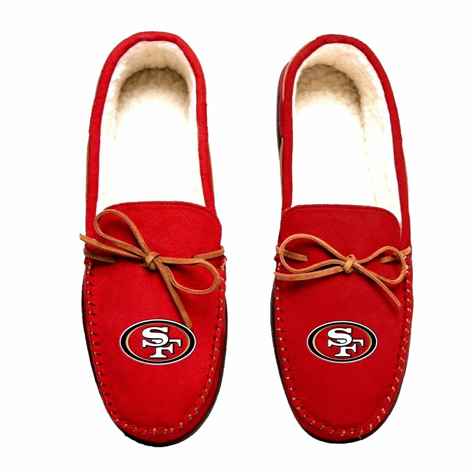 NFL Moccasin Slippers San Francisco 49ers Men\'s S/M/L/XL sizes Sherpa Lined