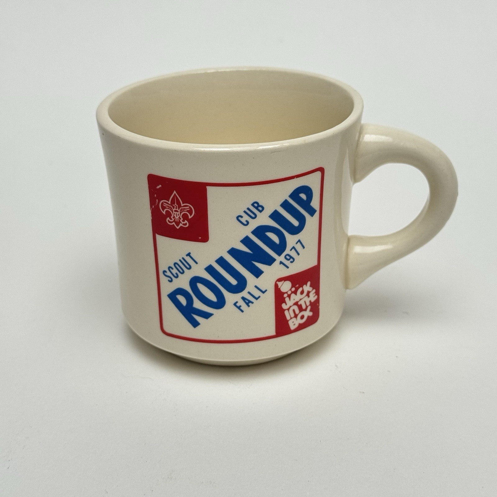 Vintage 1977 Cub Scout Fall Roundup Coffee Mug - Jack in the Box Promo