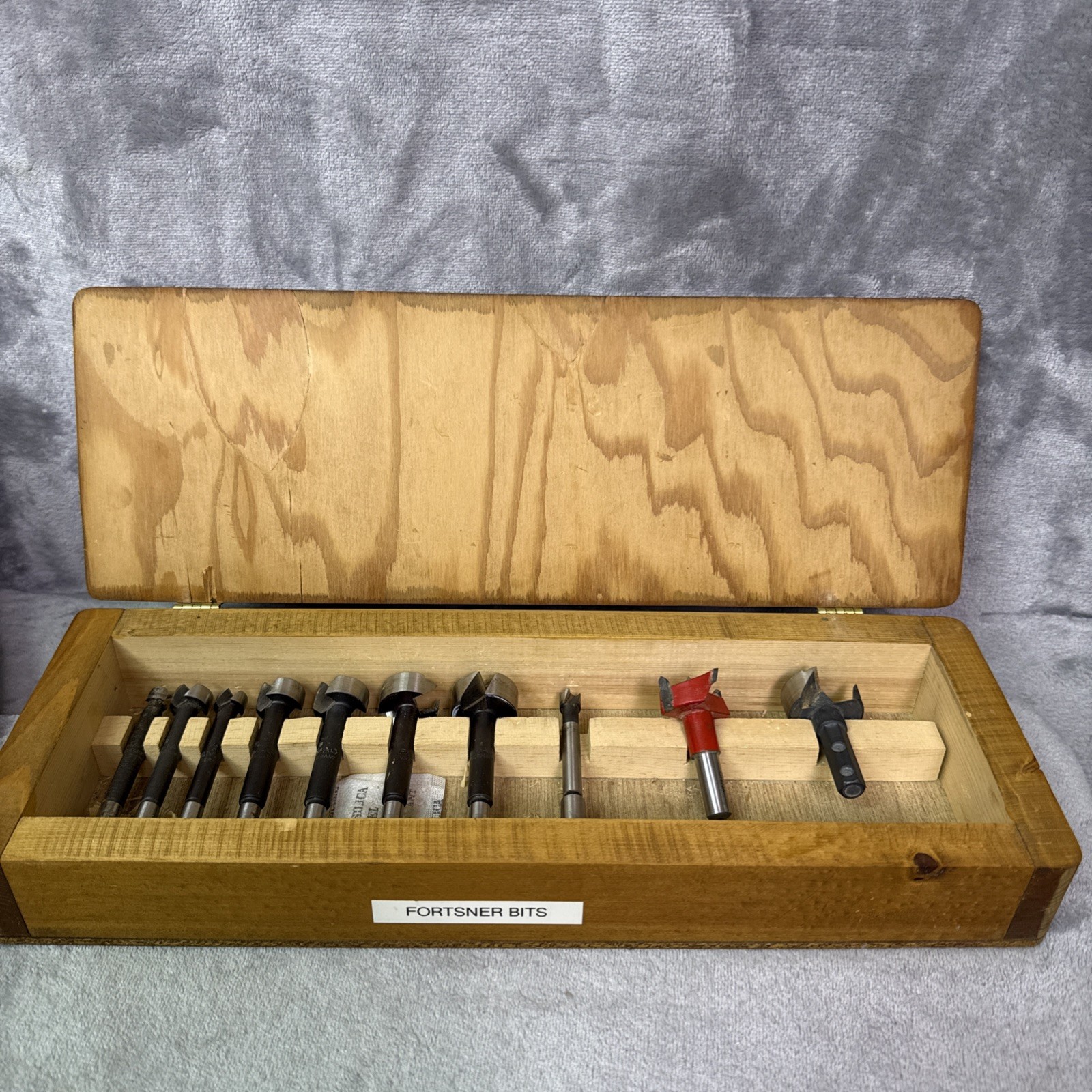 FORSTNER W-Germany 8pc VTG Bit Set Wood Case Box 3/8-1-1/8 READ 