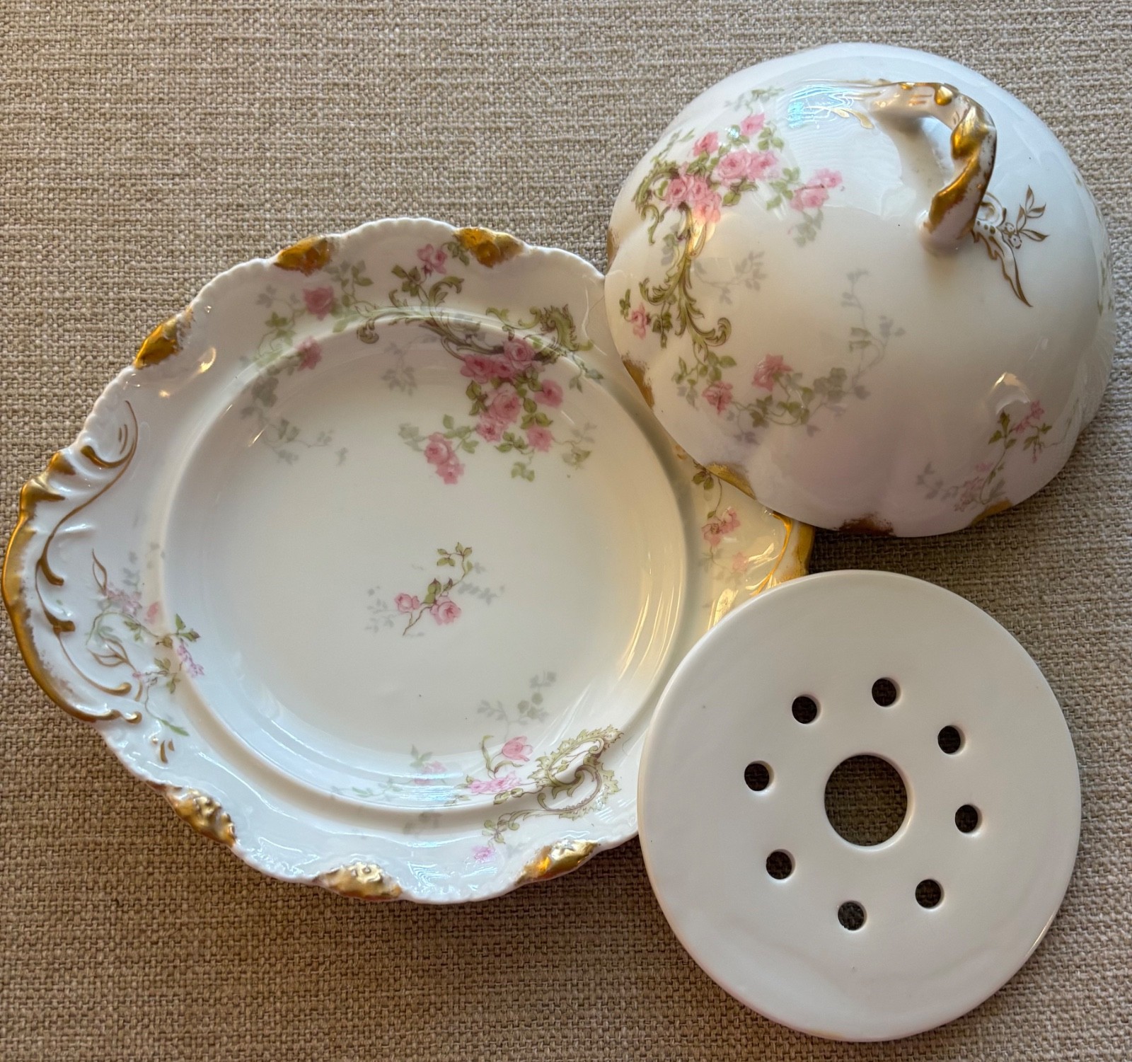 Antique Theodore Haviland Limoges Schleiger Covered Butter Dish w/Insert