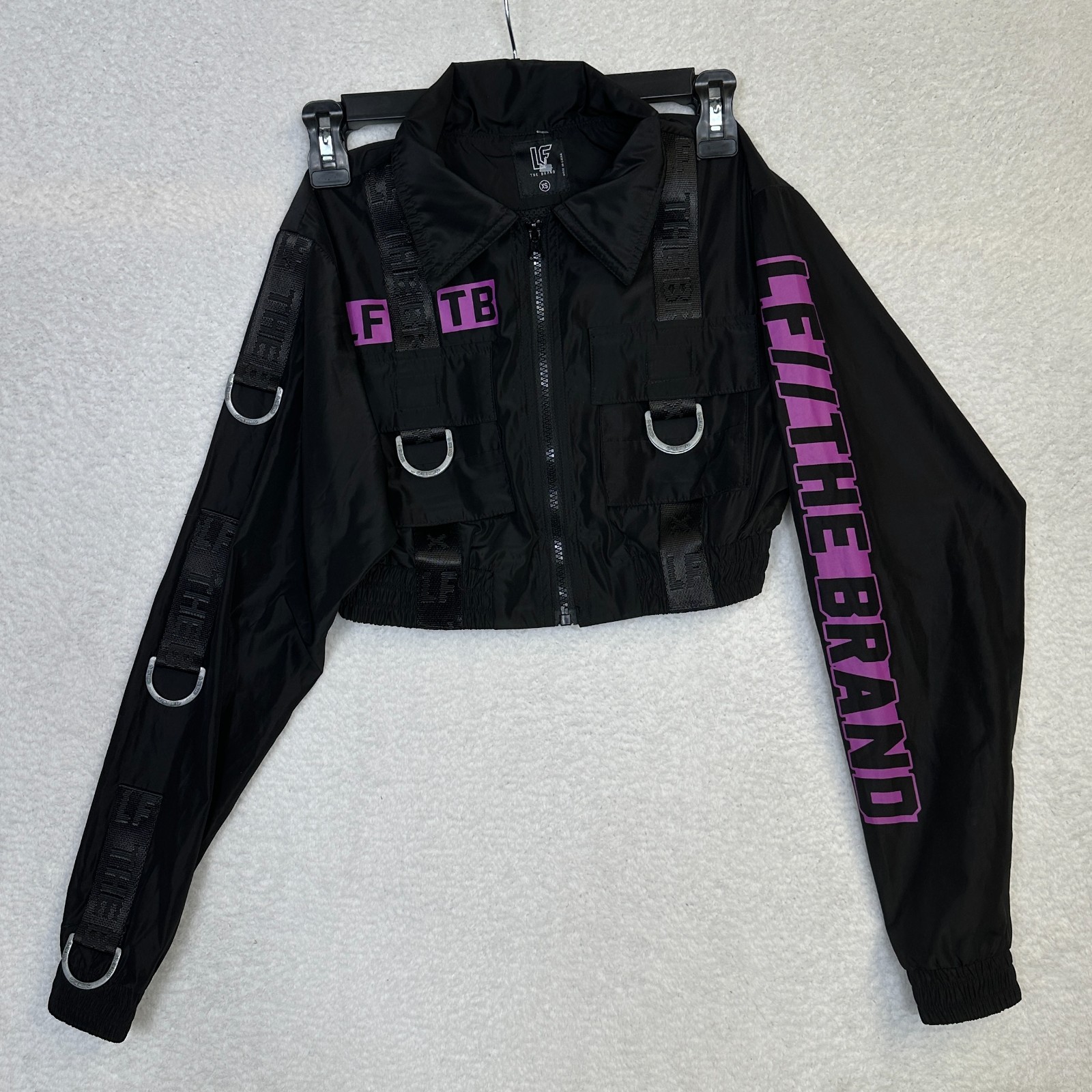 LF THE BRAND Women\'s Cropped Jacket Black Purple XS Worn Once