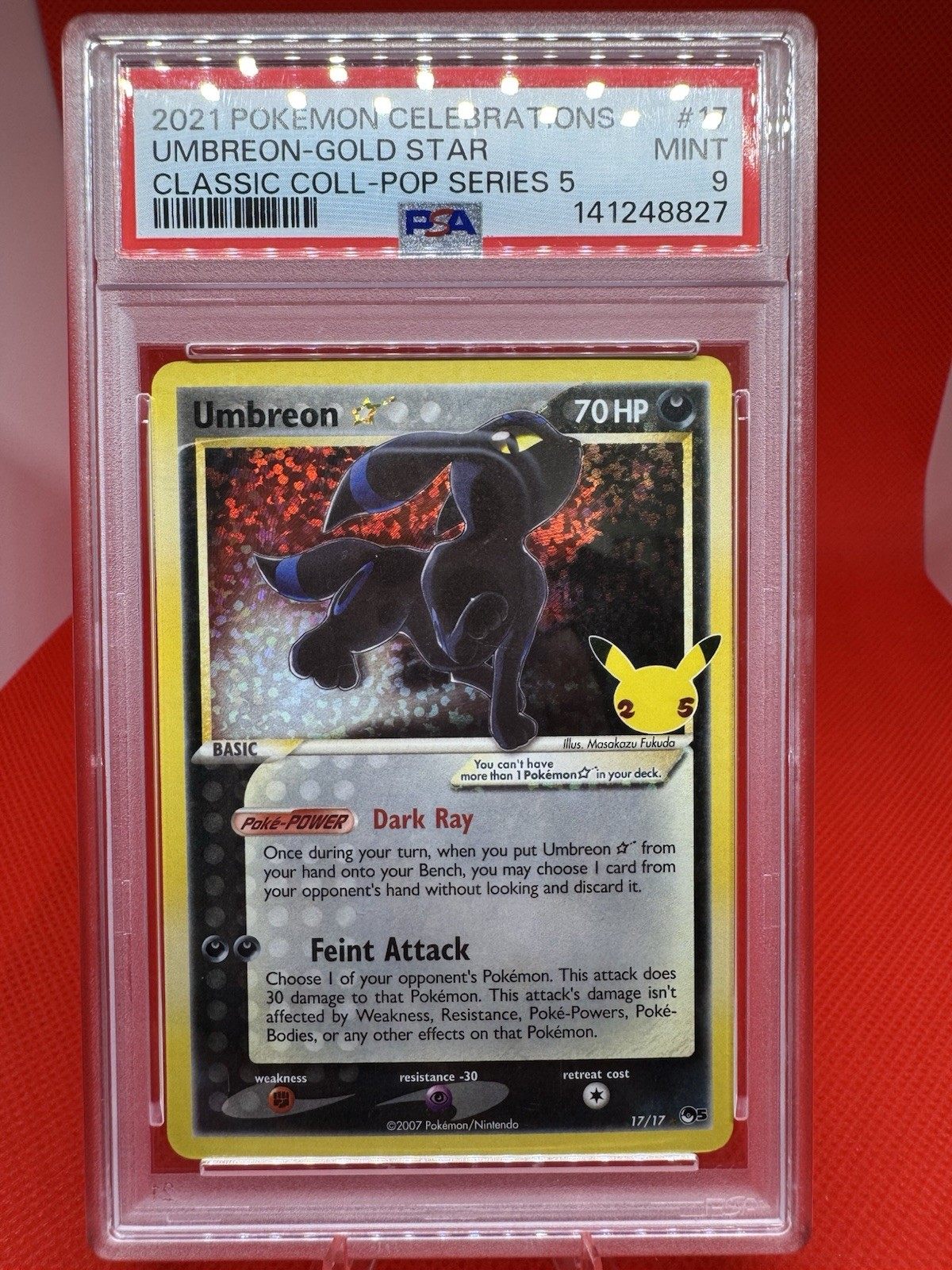 2021 POKÉMON CELEBRATIONS CLASSIC COLL #17 UMBREON-GOLD STAR PSA MINT 9 -Pokemon 2021 POKÉMON CELEBRATIONS CLASSIC COLL #17 UMBREON-GOLD STAR PSA MINT 9 -Pokemon