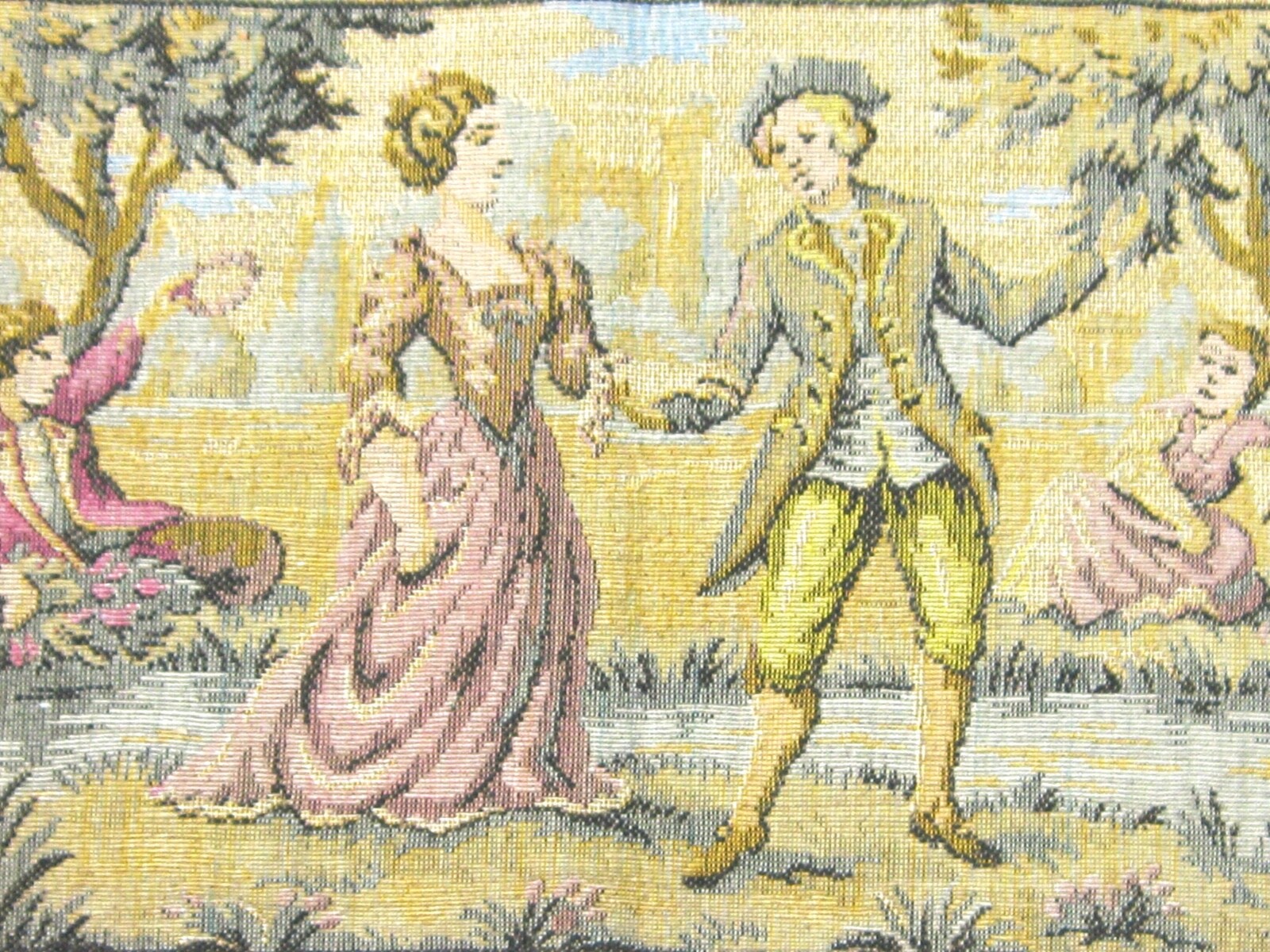 FRENCH ANTIQUE MINI SMALL TINY PETITE TAPESTRY PANEL - SO CUTE - MADE IN FRANCE