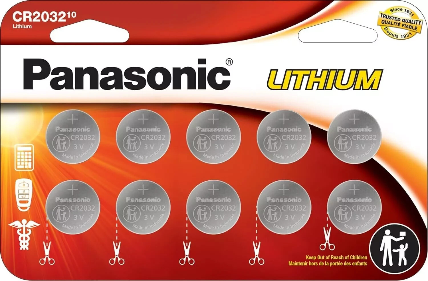 LOT  2 - 100 Panasonic LITHIUM BATTERY 3V CR2032 2032 BR2032 DL2032 Button Cell