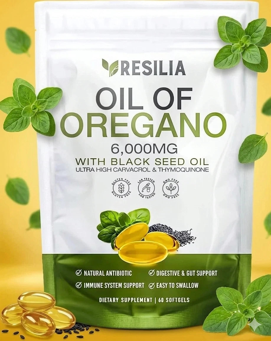 Resilia Oil of Oregano 6,000mg with Black Seed Oil – Ultra High Carvacrol & Thym