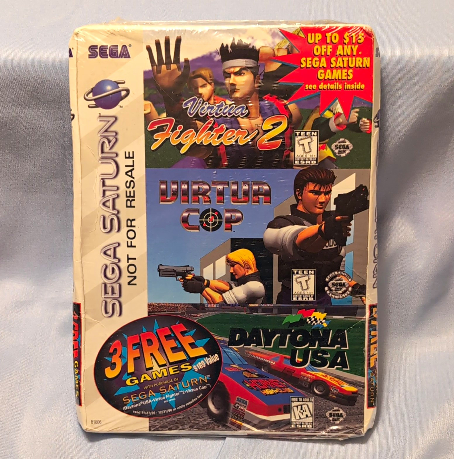 VINTAGE Sega Saturn 3 Games Pack Virtua Fighter Cop Daytona NIB SEALED Retro VINTAGE Sega Saturn 3 Games Pack Virtua Fighter Cop Daytona NIB SEALED Retro