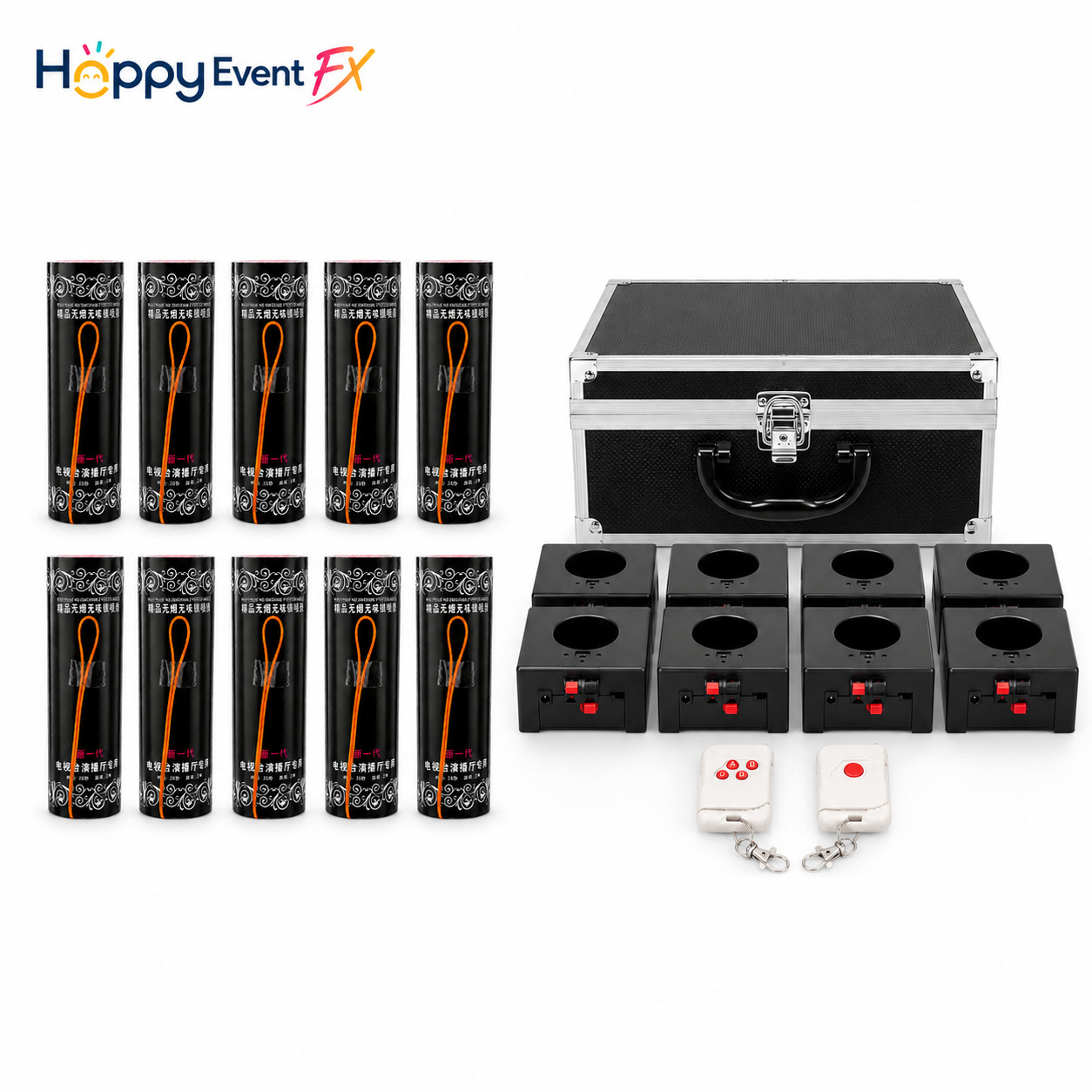 Happy Event FX 8PCS Wireless Cold Spark Base Kit with Remote Control & Case