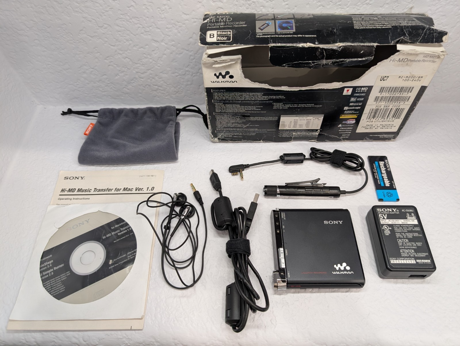 EXCELLENT COND | NEW Screens+Firmware | Sony MZ-M200 RH1 Hi-MD MiniDisc Recorder