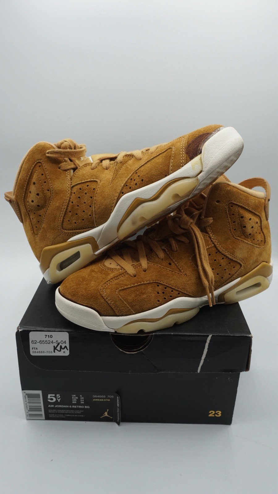 Air Jordan 6 Retro Wheat (GS) Sise 5.5 Yourh With Box 384665 705