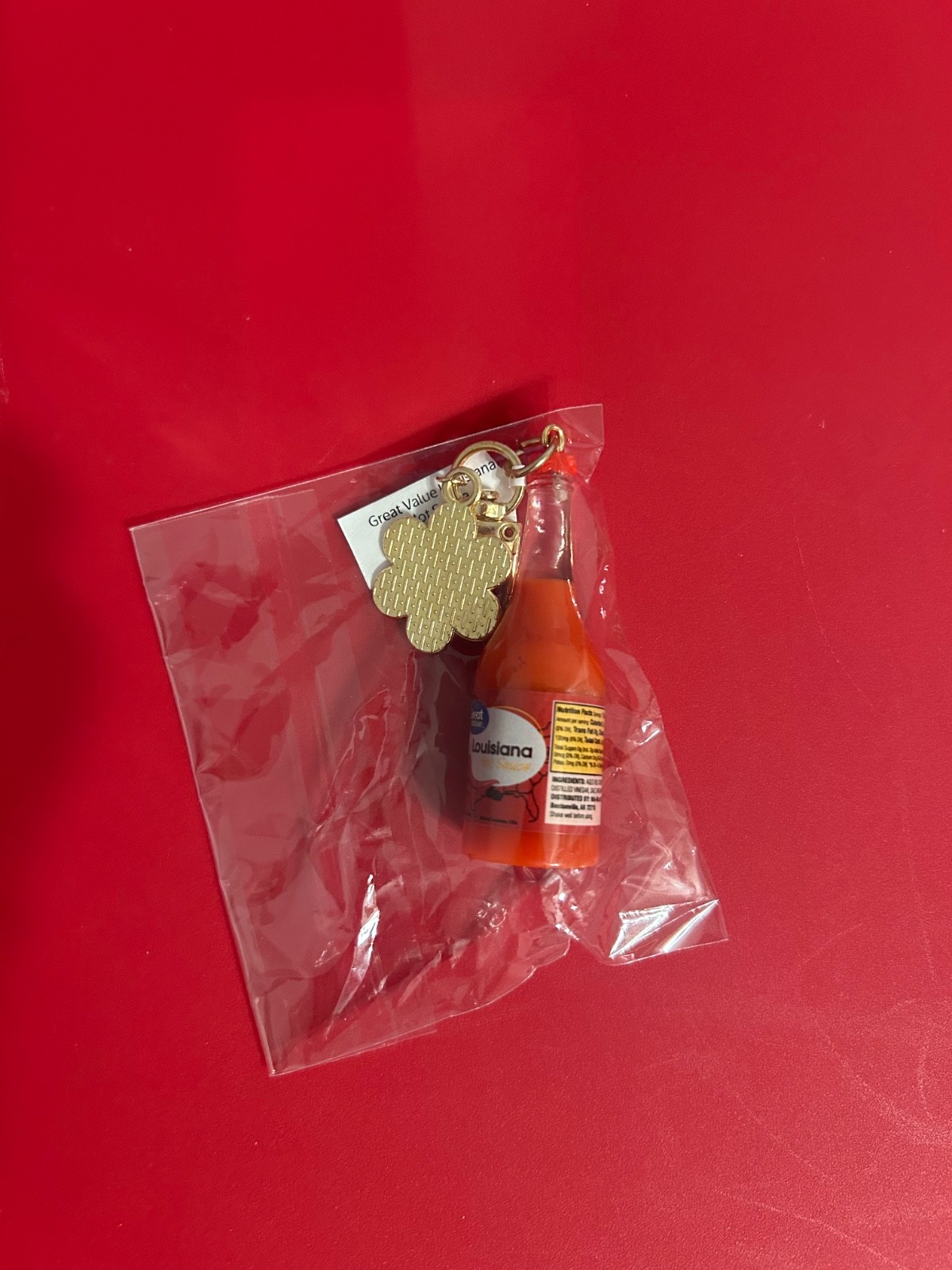 Walmart Great Value Hot Sauce Bottle Purse Charm, Viral Bag Keychain Gold. NEW