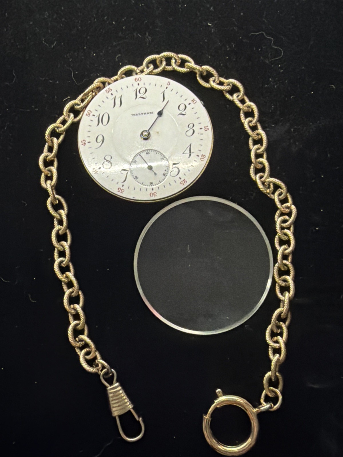 Antique Waltham 17 Jewel Pocket Watch Movement 16039604 Porcelain Dial Parts