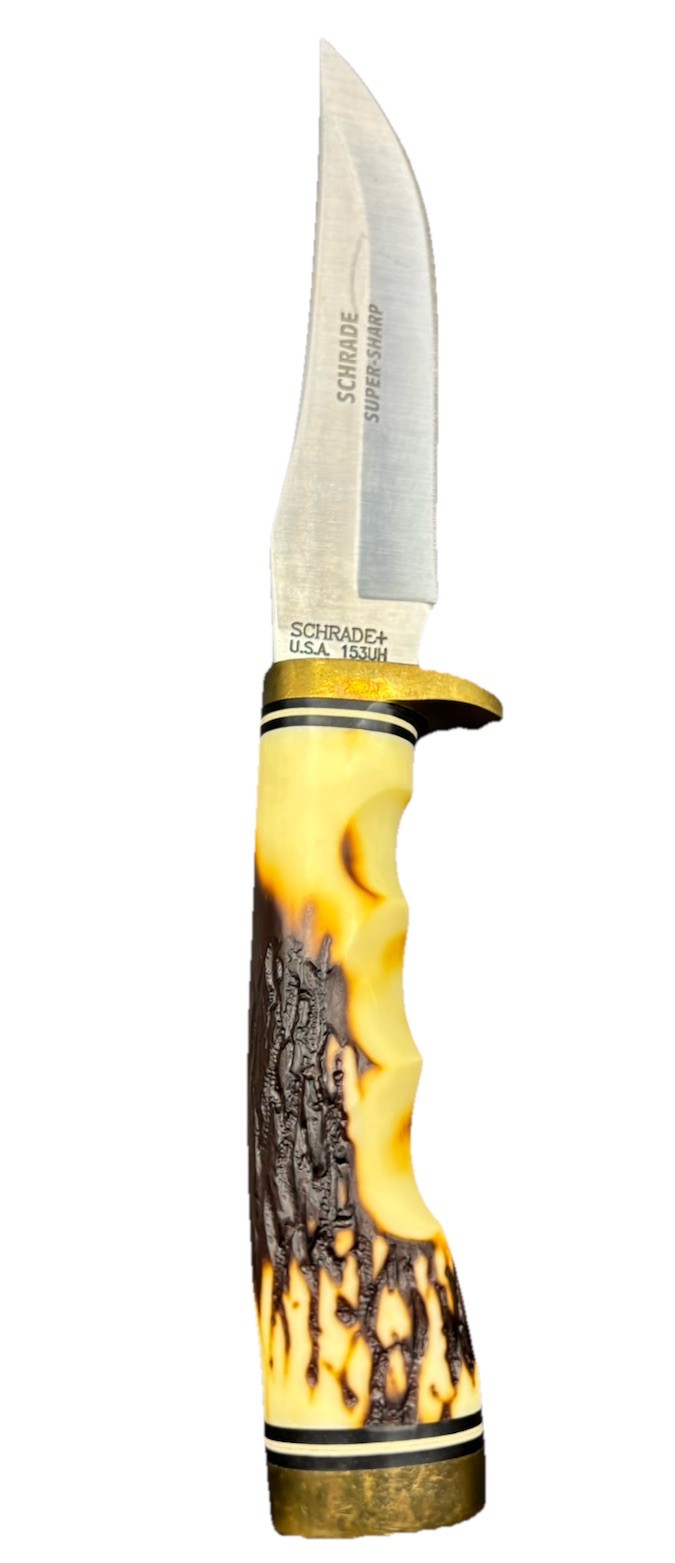 Vintage Schrade Uncle Henry 153UH Super Sharp Golden Spike Fixed Blade Knife Vintage Schrade Uncle Henry 153UH Super Sharp Golden Spike Fixed Blade Knife