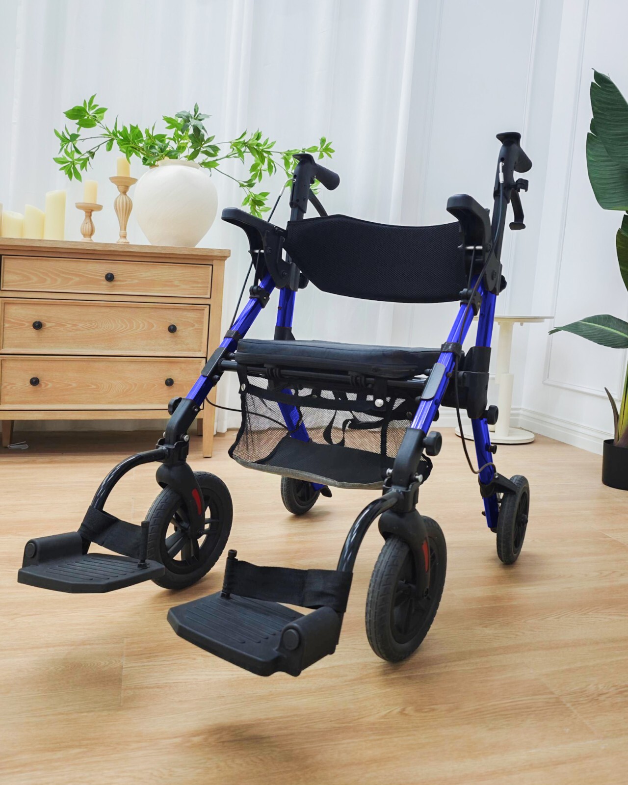 Used 2-in-1 Rollator & Transport Chair - Lightweight Foldable - Blue