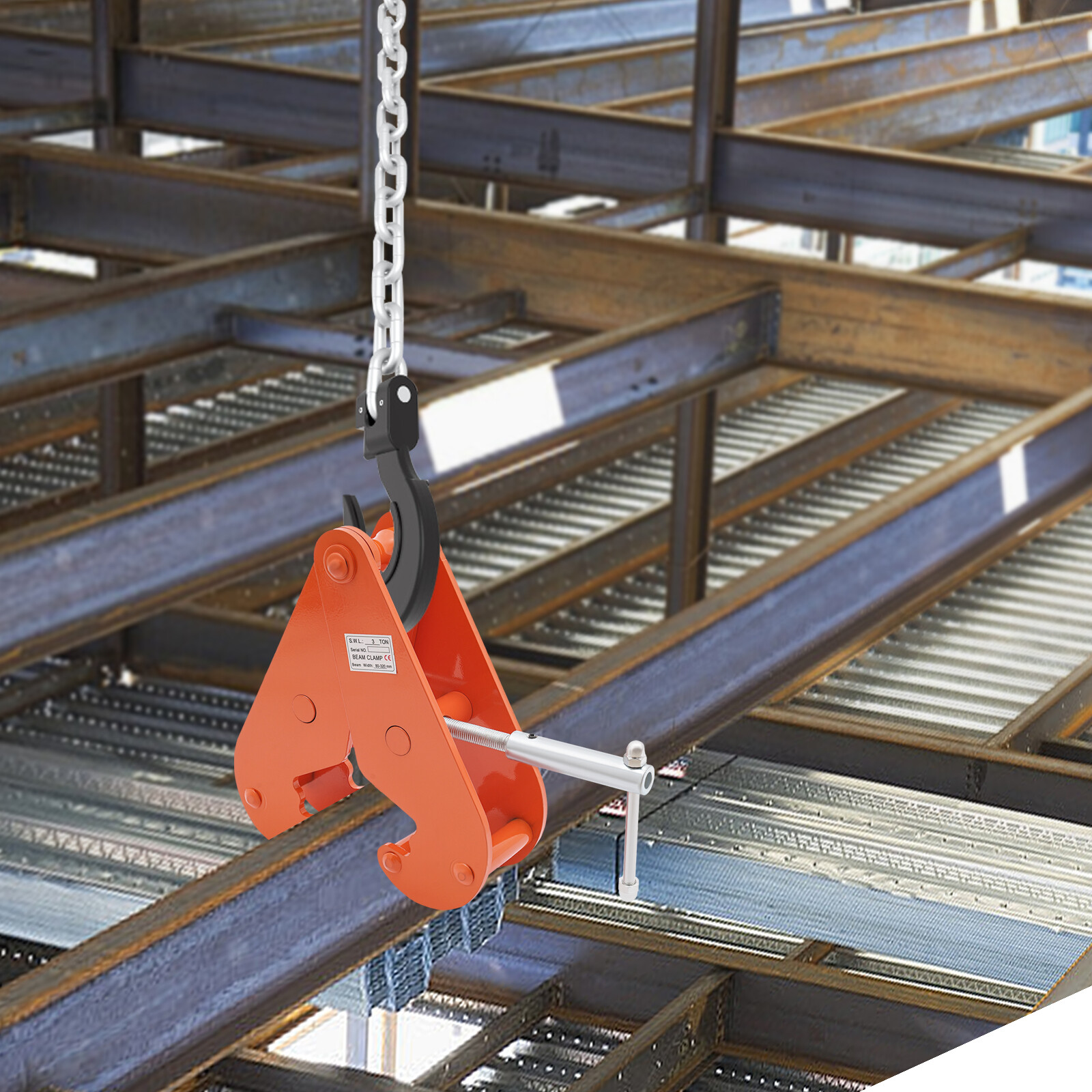 3T Adjustable Lifting Clamp for I-Beams - Durable and User-Friendly