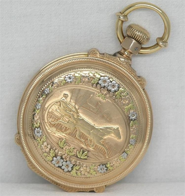 ANTIQUE 18S WALTHAM SULKY 14K MULTI-COLOR BOX HUNTER POCKET WATCH, SERVICED ANTIQUE 18S WALTHAM SULKY 14K MULTI-COLOR BOX HUNTER POCKET WATCH, SERVICED